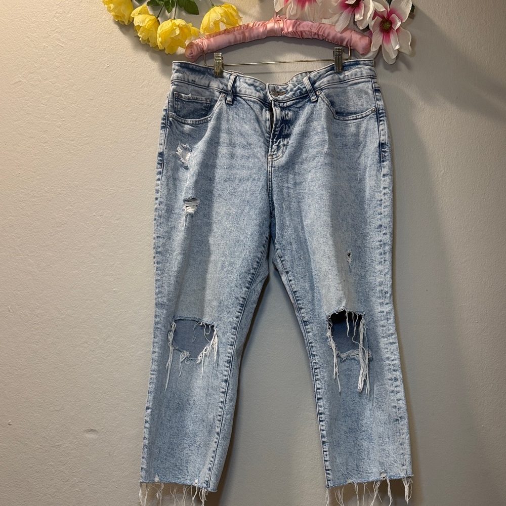 Express Light Blue Distressed Boyfriend Jeans